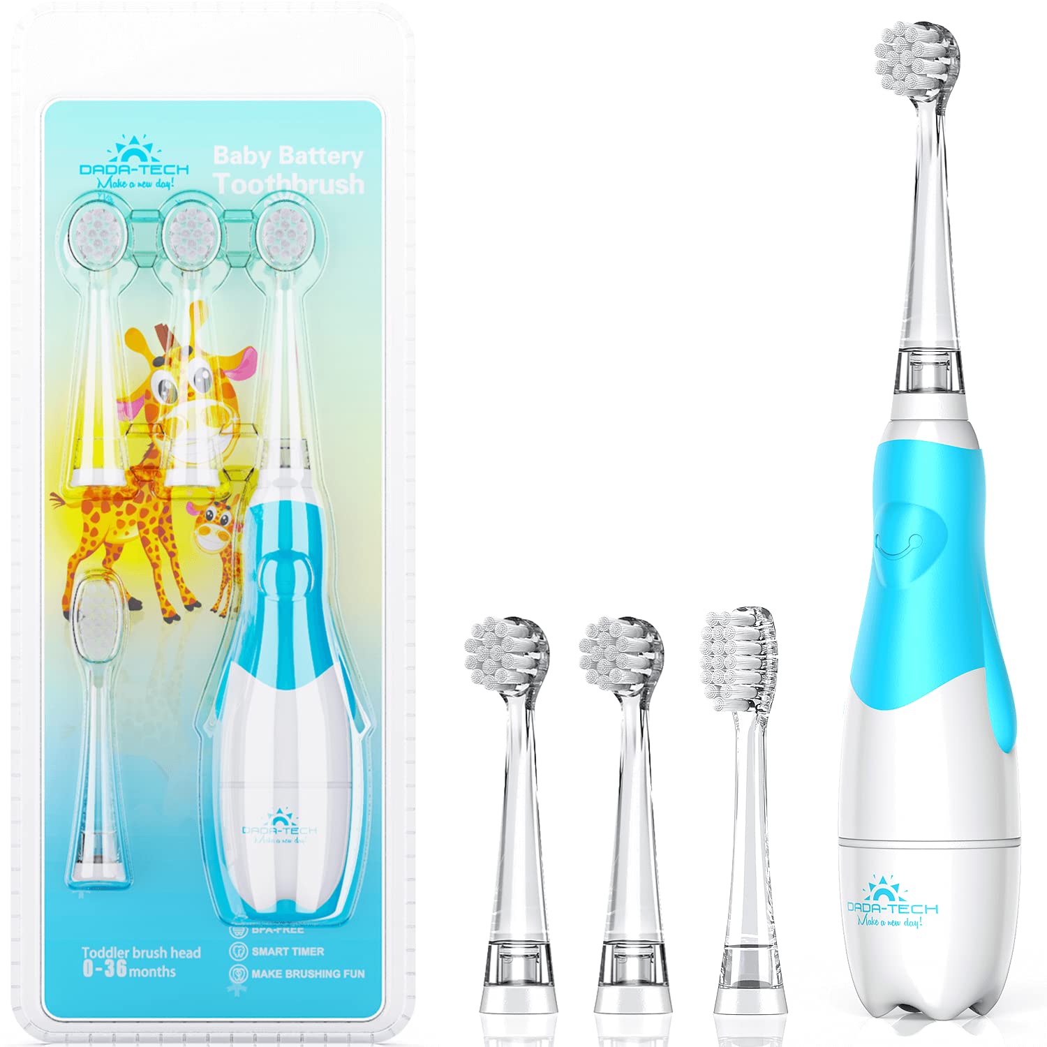 230322144217220_1 DADA-TECH Baby Electric Toothbrush, Toddler Teeth Brushes with Smart LED Timer and Sonic Technology for Infants Ages 0-3 Years (Blue) - Image 1
